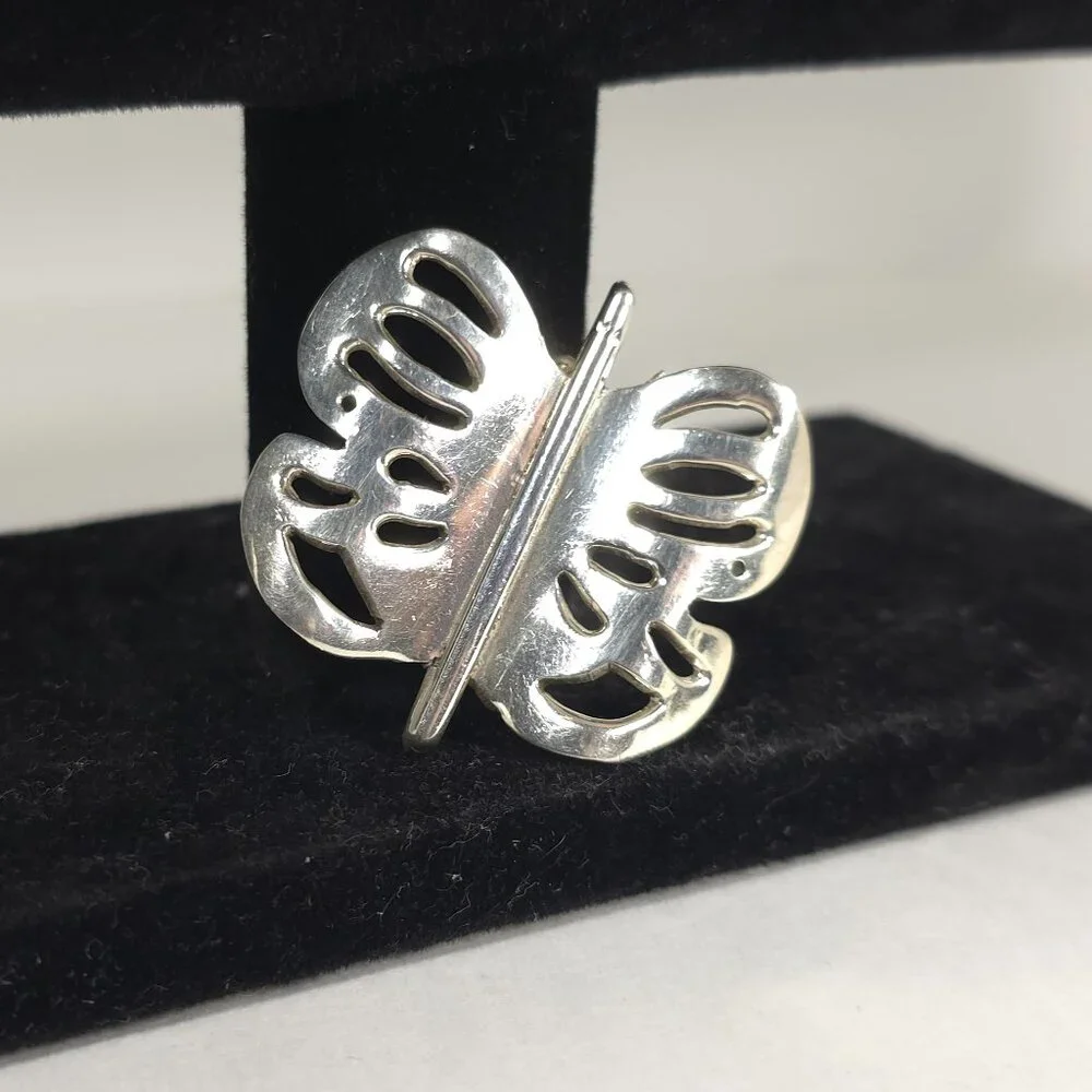Vintage Taxco Butterfly Sterling Silver Brooch Mexico - Picture 2 of 8